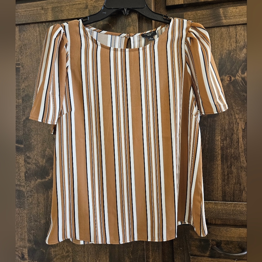Ann Taylor Brown Striped Blouse